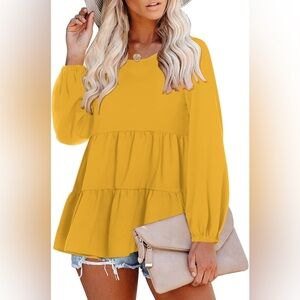 Yellow Women's Tiered Top Size XL
